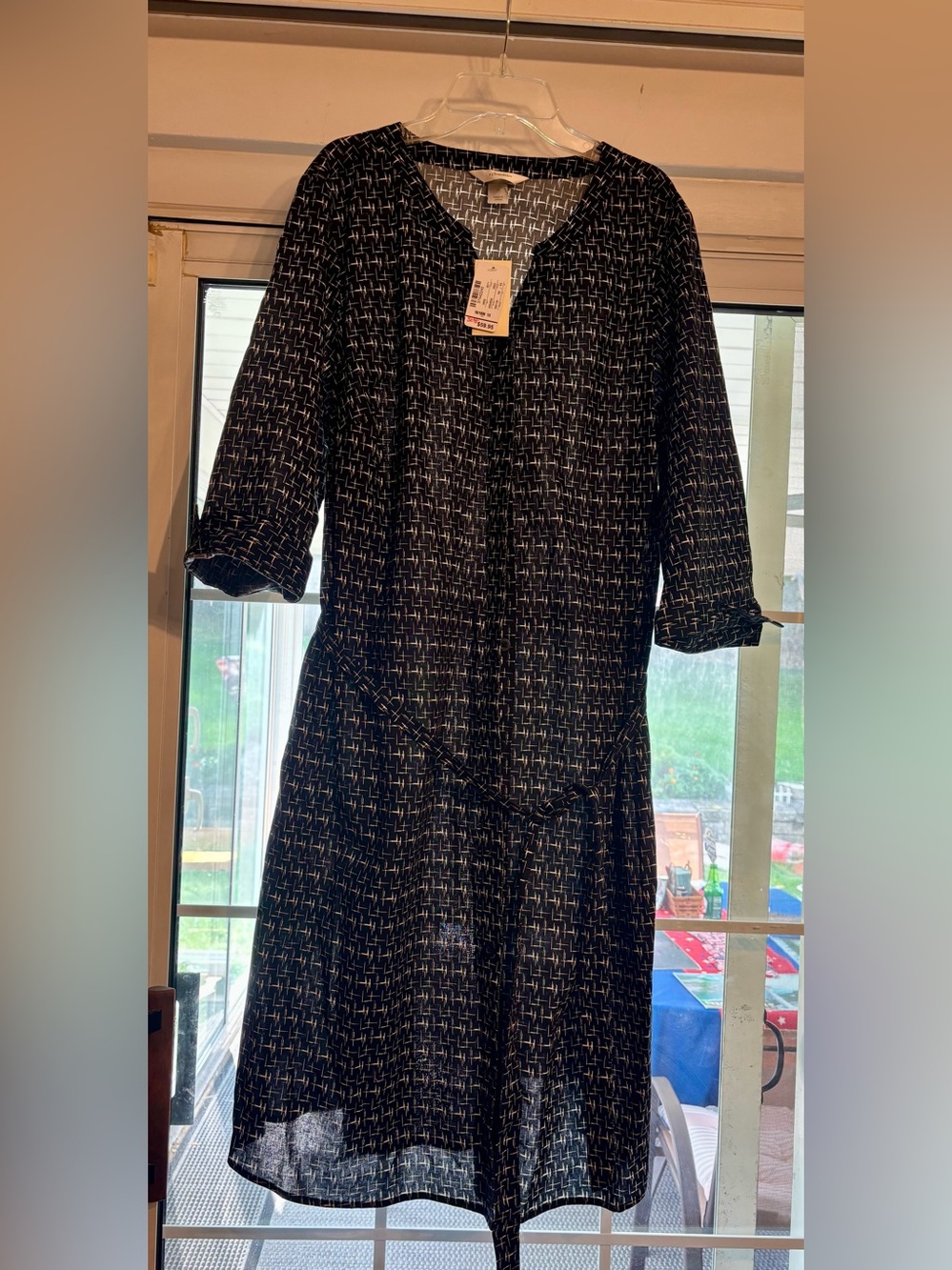 CJ Banks Black and White Graphic Print Button-Front dress